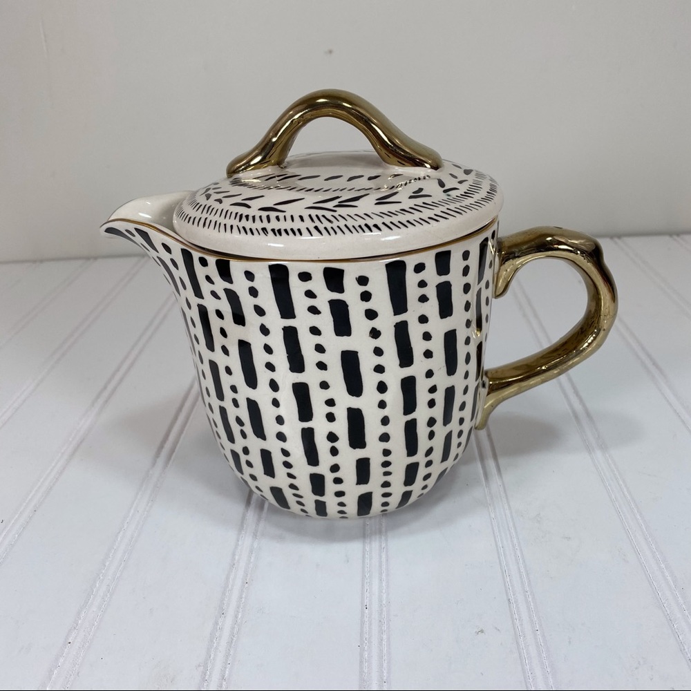 Home Decor cream & black teapot